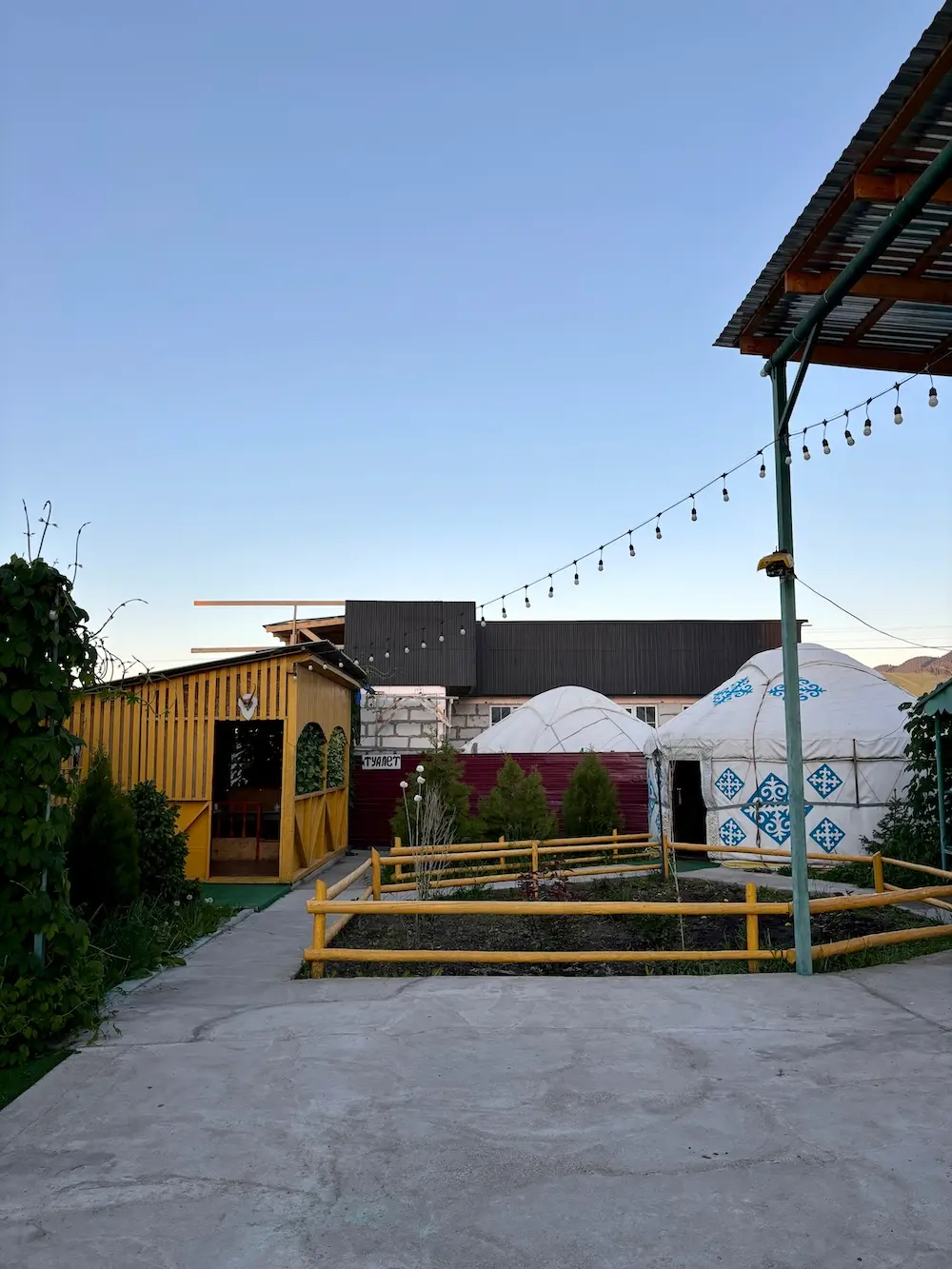 The yurt within the restaurant can be seen on the right hand side