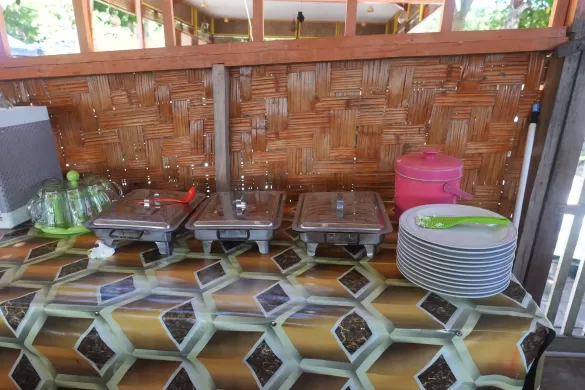 View of food trays at the Yenbuba Homestay