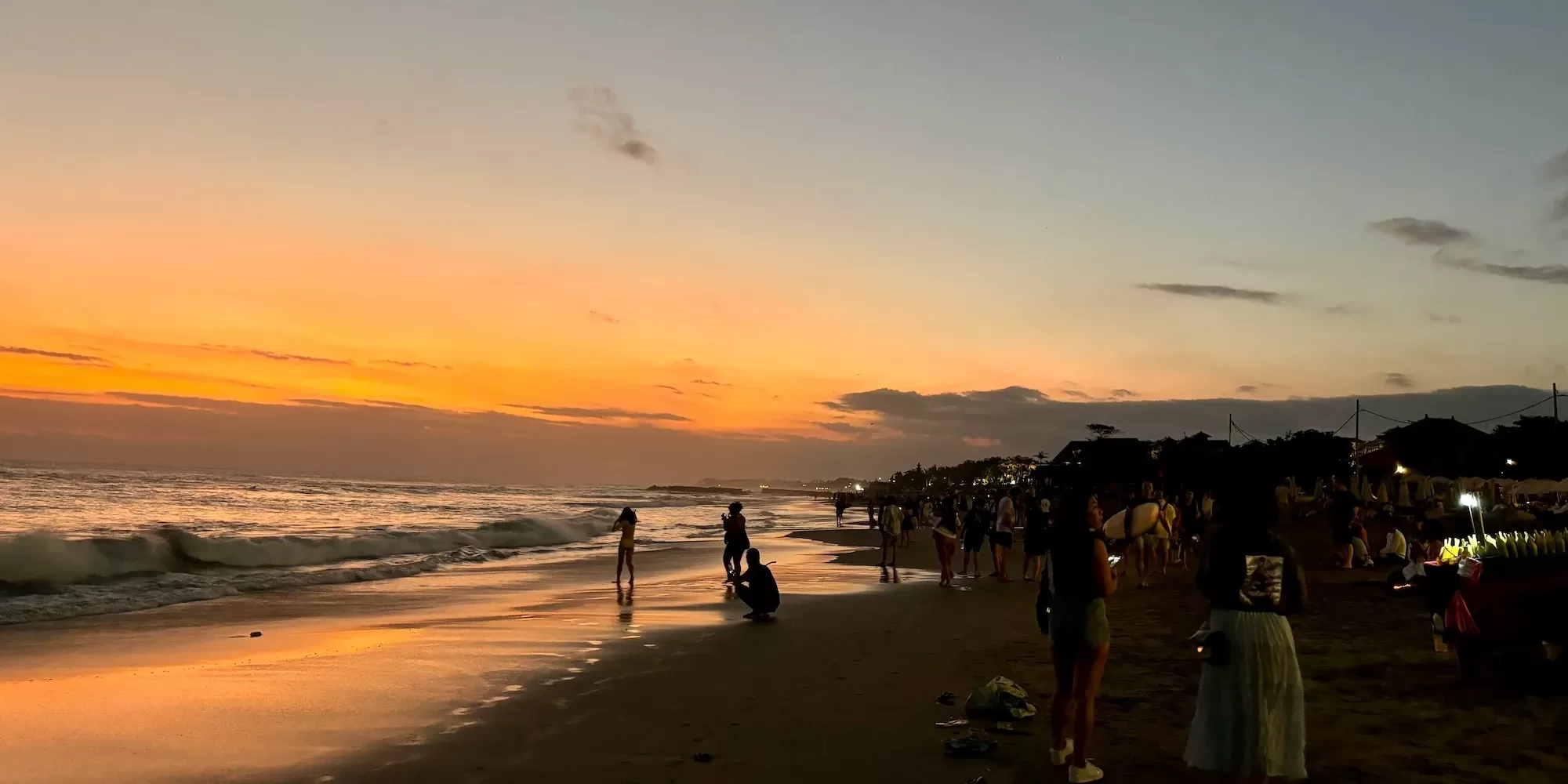 View of a beach sunset in Canggu, Bali, Indonesia